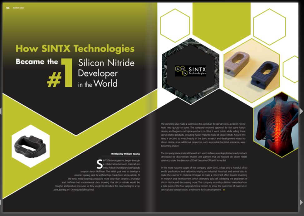How Sintx Technologies article